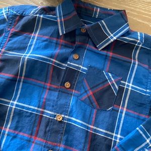 Toddler Little Boy Red & Blue Plaid Button Down Collared Shirt